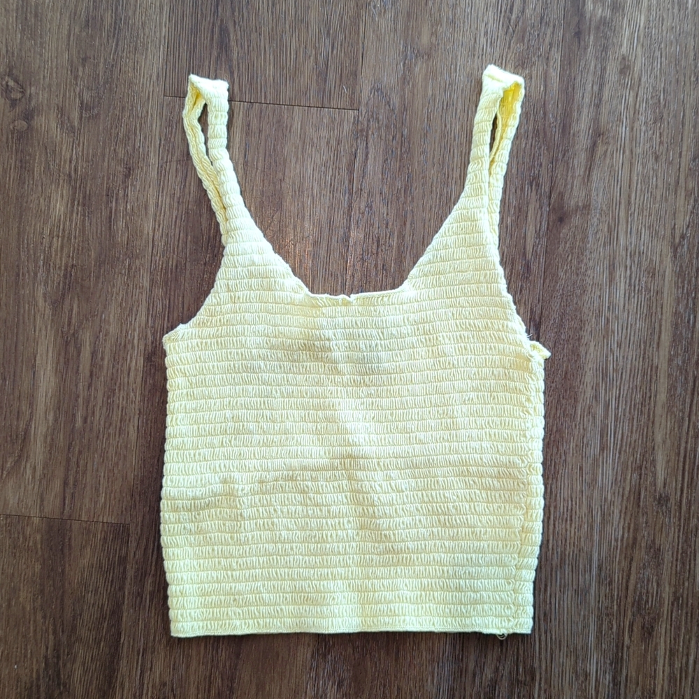 Yellow Scrunchie Cropped Tank Top Medium